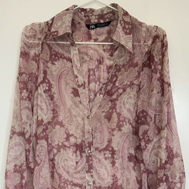 Robe-chemise Zara en imprimé cachemire rose