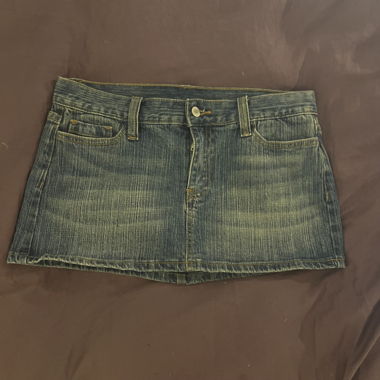 Blue denim mini skirt