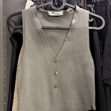Grey V-Neck Knit Vest