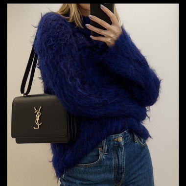 SCANLAN THEODORE Mohair Furry Blue Dress Sweater