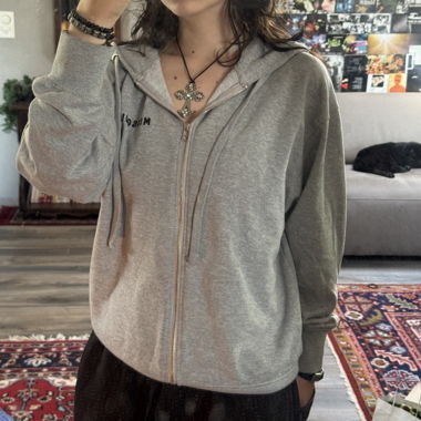 Sweat à capuche zippé gris Missguided