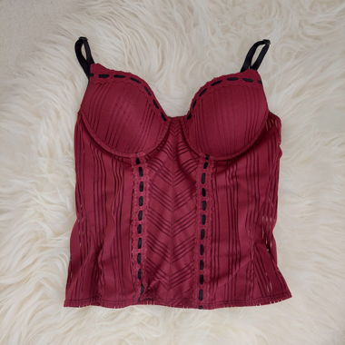 00s burgundy red bustier top - size S/M 