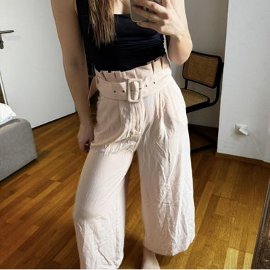 Highwaisted culotte pants in blush pink