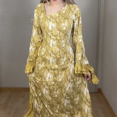 bedeckts langarm maxi kleid