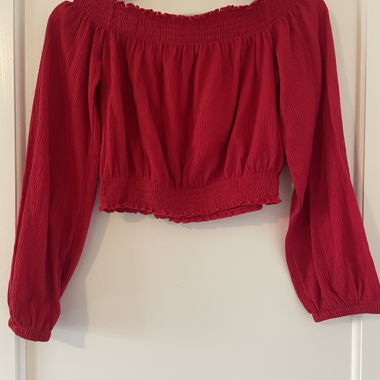 Red Off-Shoulder Crop Top H&M Divided S