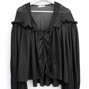 Blusa boho premium Mango nera trasparente