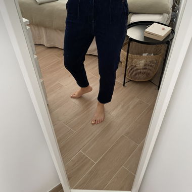 Jeans a vita alta blu scuro