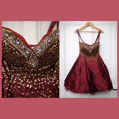 Bordeauxrote Abendkleid Sagaie