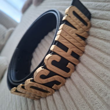 Moschino leather belt with logo buckle