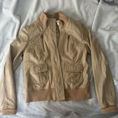 Beige Leather Jacket