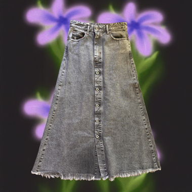 Gonna midi in denim grigio Diesel