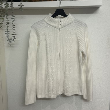 WHITE ZIP KNIT CARDIGAN