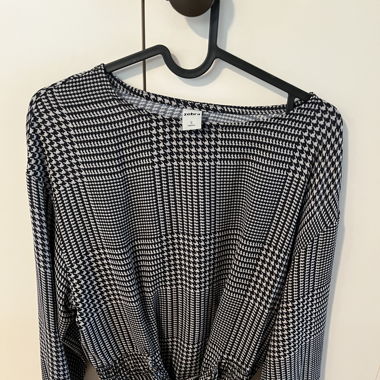 Karrierte Bluse in schwarz und weiss