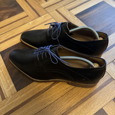 Black Leather Men's Lace-up Shoes