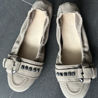 Ballerines en cuir beige