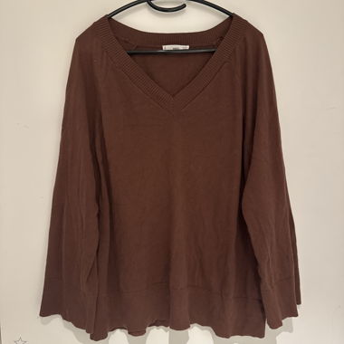 Sweat-shirt marron col en V
