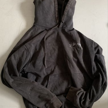 dark brown stüssy hoodie baggy style XL fits L