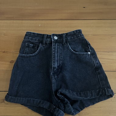 Black denim shorts