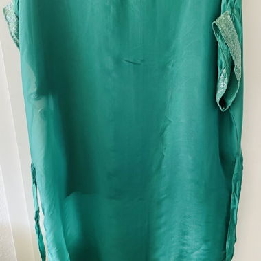 Turquoise tunic dress with sequin sleeves