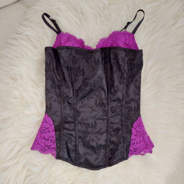 90s black and purple textured corset top