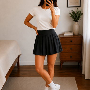 Mini-jupe plissée noire Mango