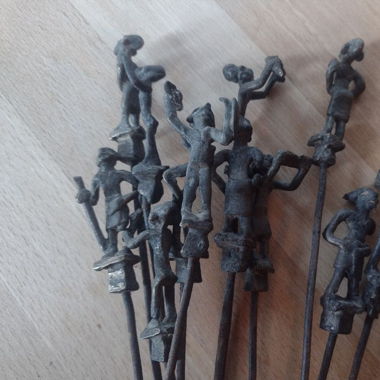 Antique African Skewers with Brass Tribal Figures