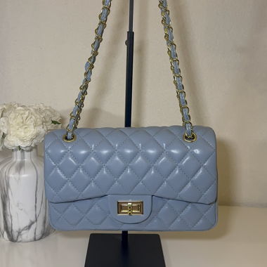 Borsa a tracolla blu trapuntata