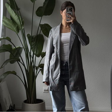 Long blazer à carreaux Stradivarius