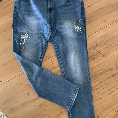 Jean bleu perles