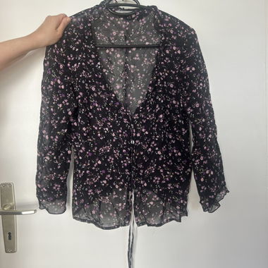 Black floral blouse