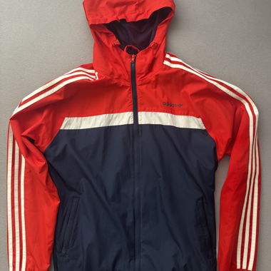 Adidas Windbreaker Jacke rot blau Gr. L