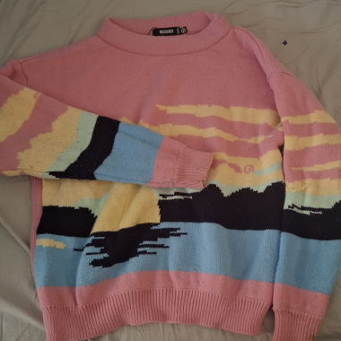 Maglione multicolore motivo tramonto
