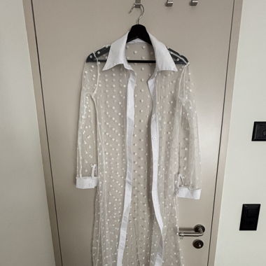 Summer Transparent Tunic Dress with Polka Dots