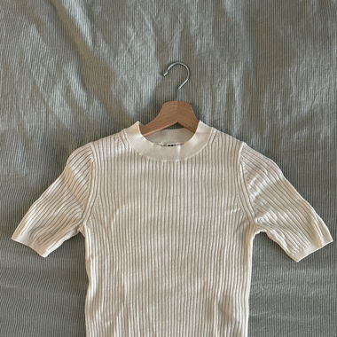 T-shirt élastique blanc/crème