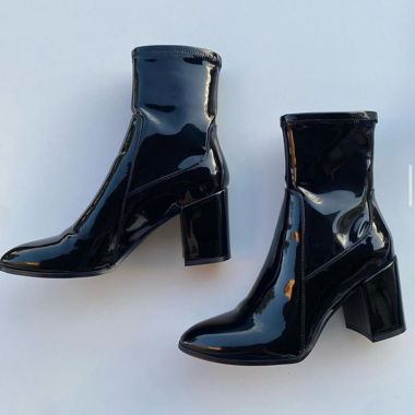 Vinyl Heeled Ankle Boots