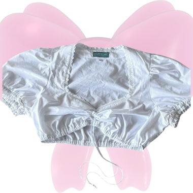 Y2K White Dirndl Crop Blouse 