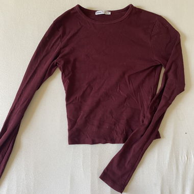 Camicia a maniche lunghe bordeaux Bershka