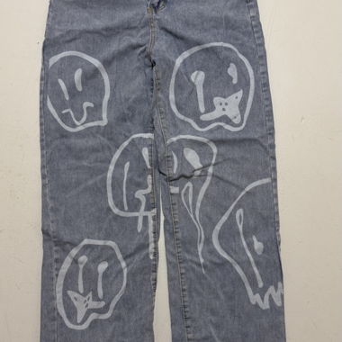 Jeans con stampa smiley