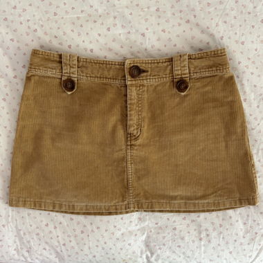 Mini-jupe en velours côtelé beige