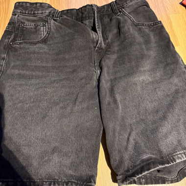 Black denim shorts