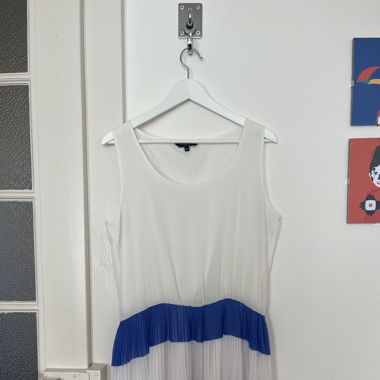 Robe à rayures blanche et bleue