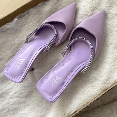 Mules lilas ZARA avec strass