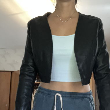 Giacca di pelle crop