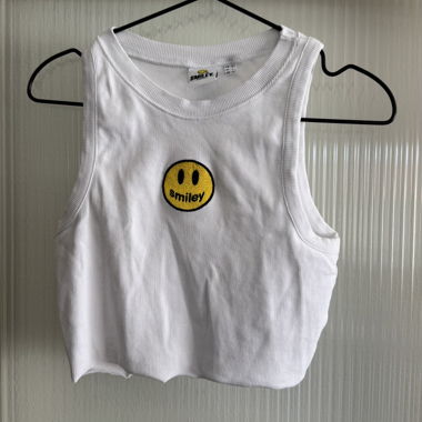 Débardeur crop Smiley blanc L