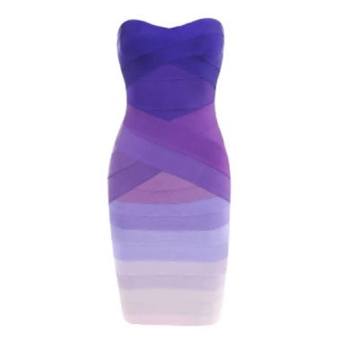 Bandeau Kleid in Blau, Violett und Lila