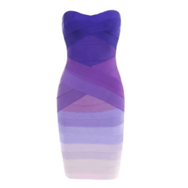 Bandeau Kleid in Blau, Violett und Lila