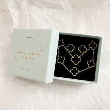 Kleeblatt Schmuck Set gold schwarz 18k vergoldet
