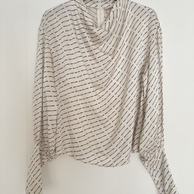 H&M Atelier Satin Blouse Waterfall Neckline S 