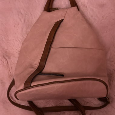 Leder-Rucksack rosa/braun