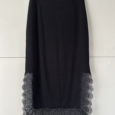 Gonna plissettata nera con pizzo